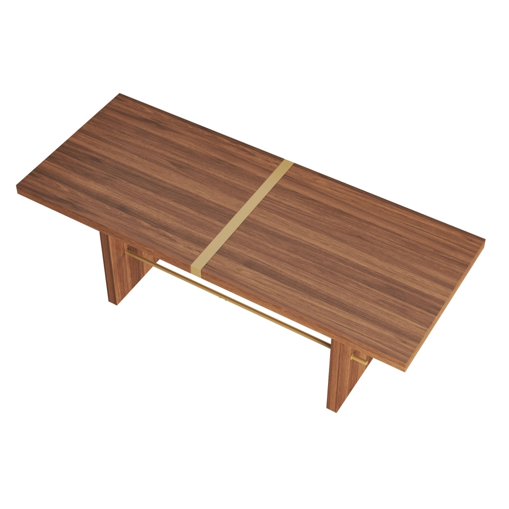 Tavolo da pranzo 180 x 75 cm in MDF, per 6 8 persone, color noce e oro