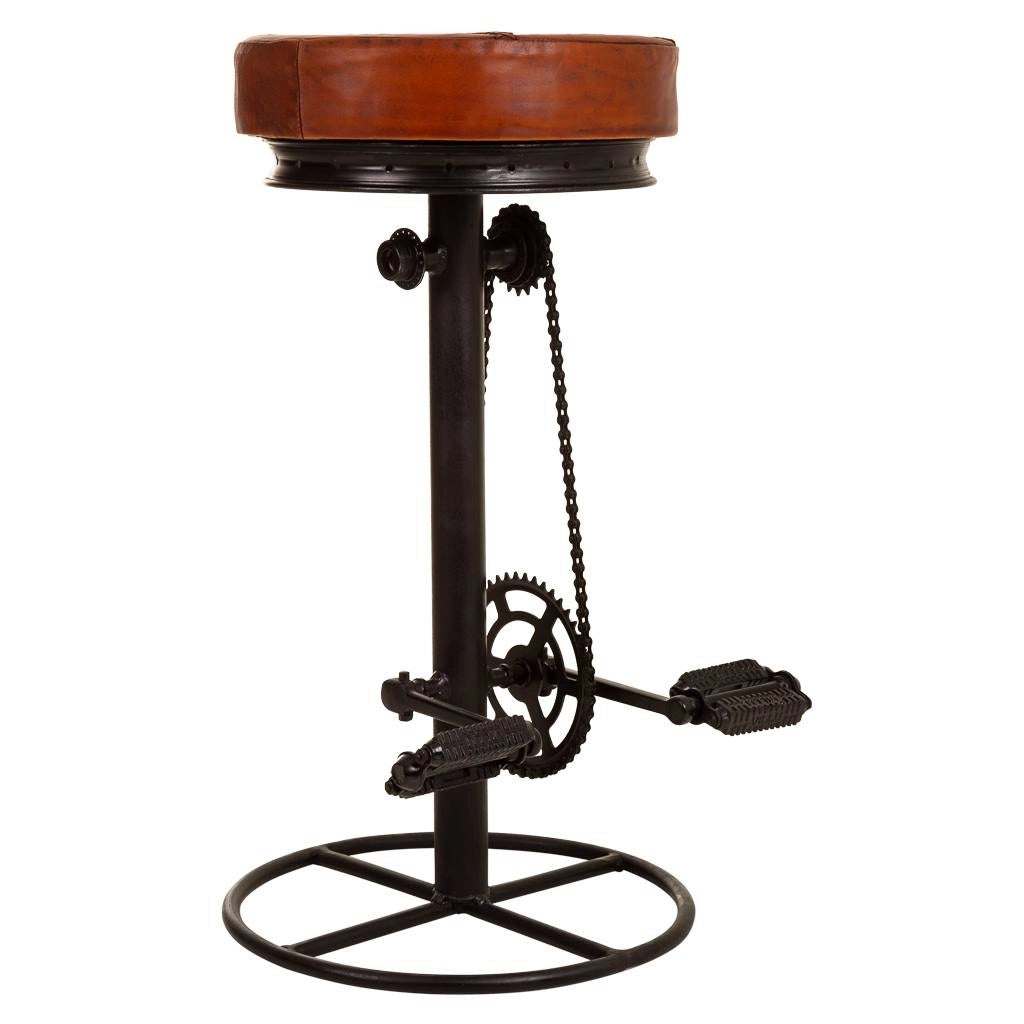 Sgabello in metallo e pelle nero 41x41x80