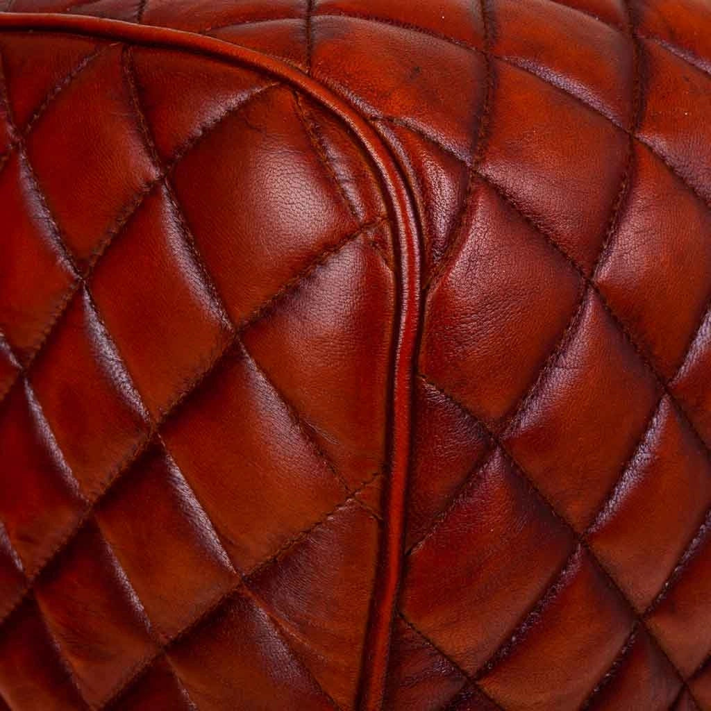 Sgabello in pelle marrone 41x30x51h