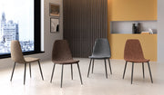 Sedia Brigitte in Similpelle Tortora Vintage con Struttura in Metallo Antracite - Seduta Imbottita Design Moderno Industrial - 4 Pezzi