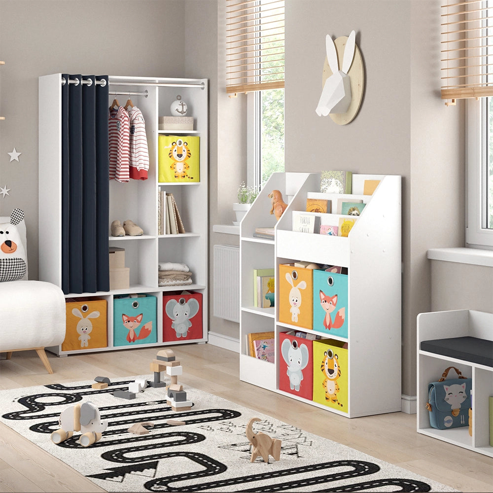 Vicco Libreria bambini Bianco 100.4 x 114.2 cm con 4 scatole pieghevoli (colorate)