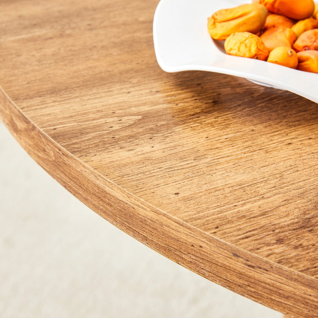 Tavolo da pranzo rotondo ?100 cm in MDF con gambe cilindriche e vano contenitore