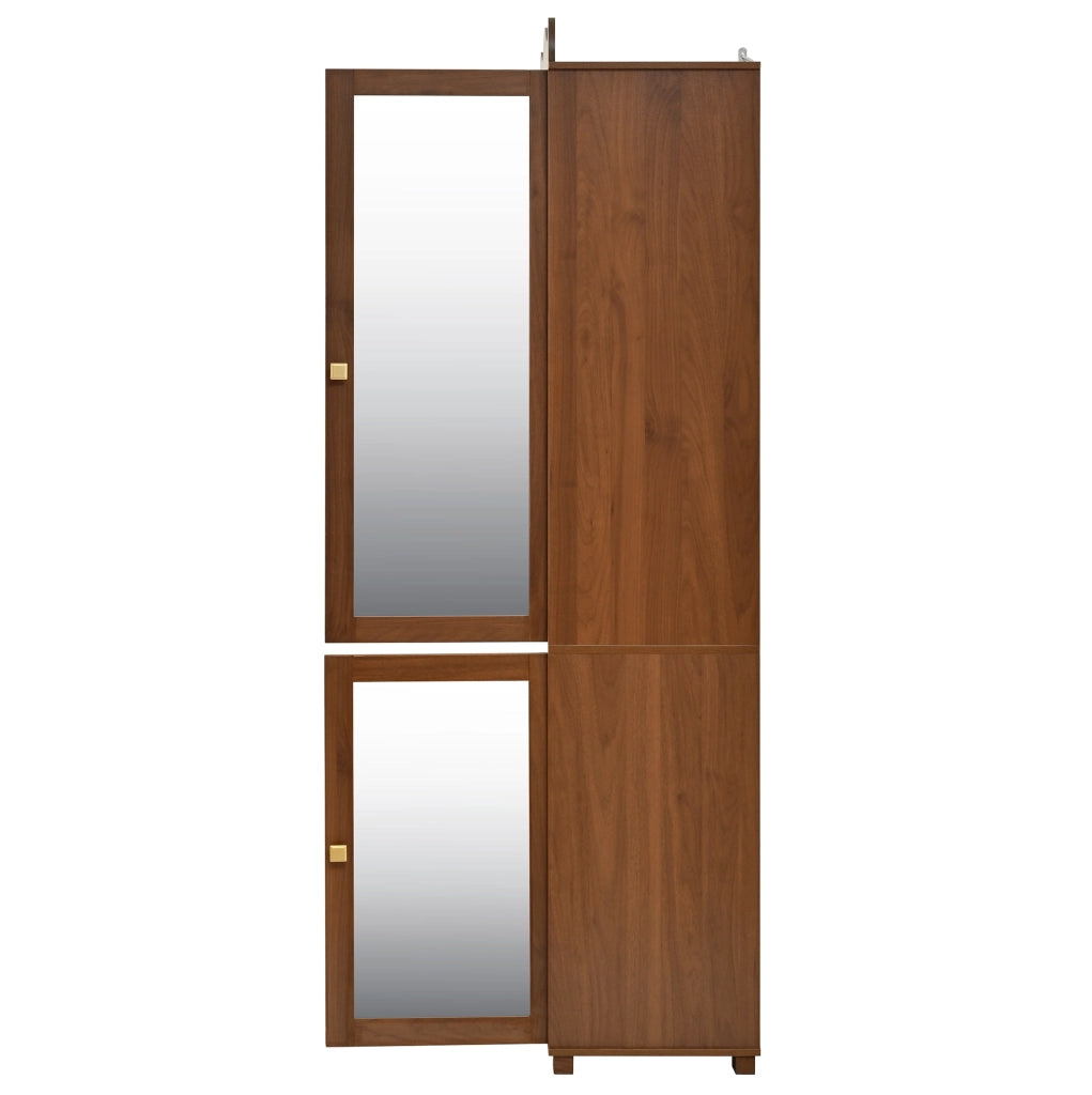 Armadio guardaroba 115;5x38;5x194;5 cm con specchio e appendiabiti in MDF noce HOMVRA
