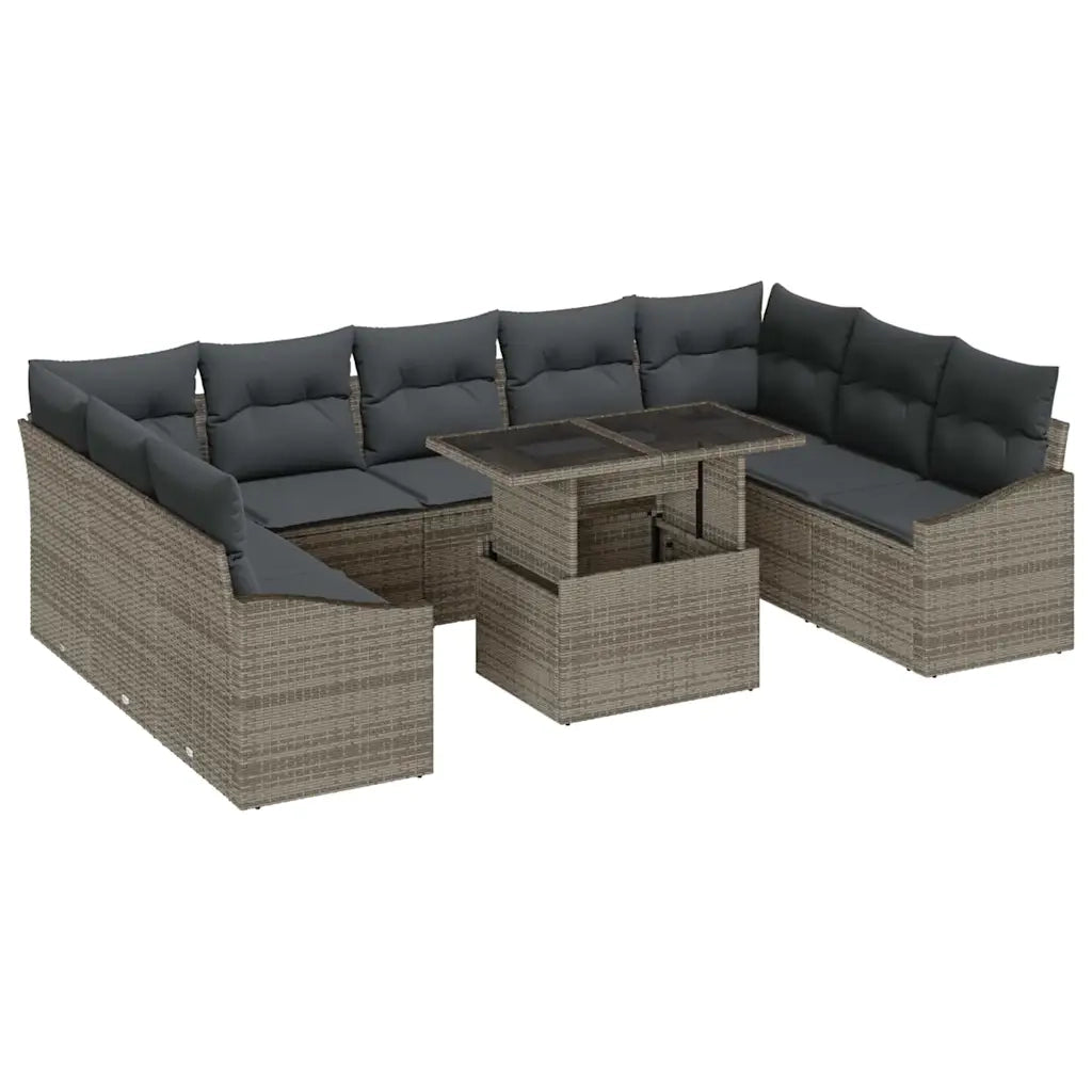 Set Divano da Giardino con cuscino con cuscino 10 pcs Grigio