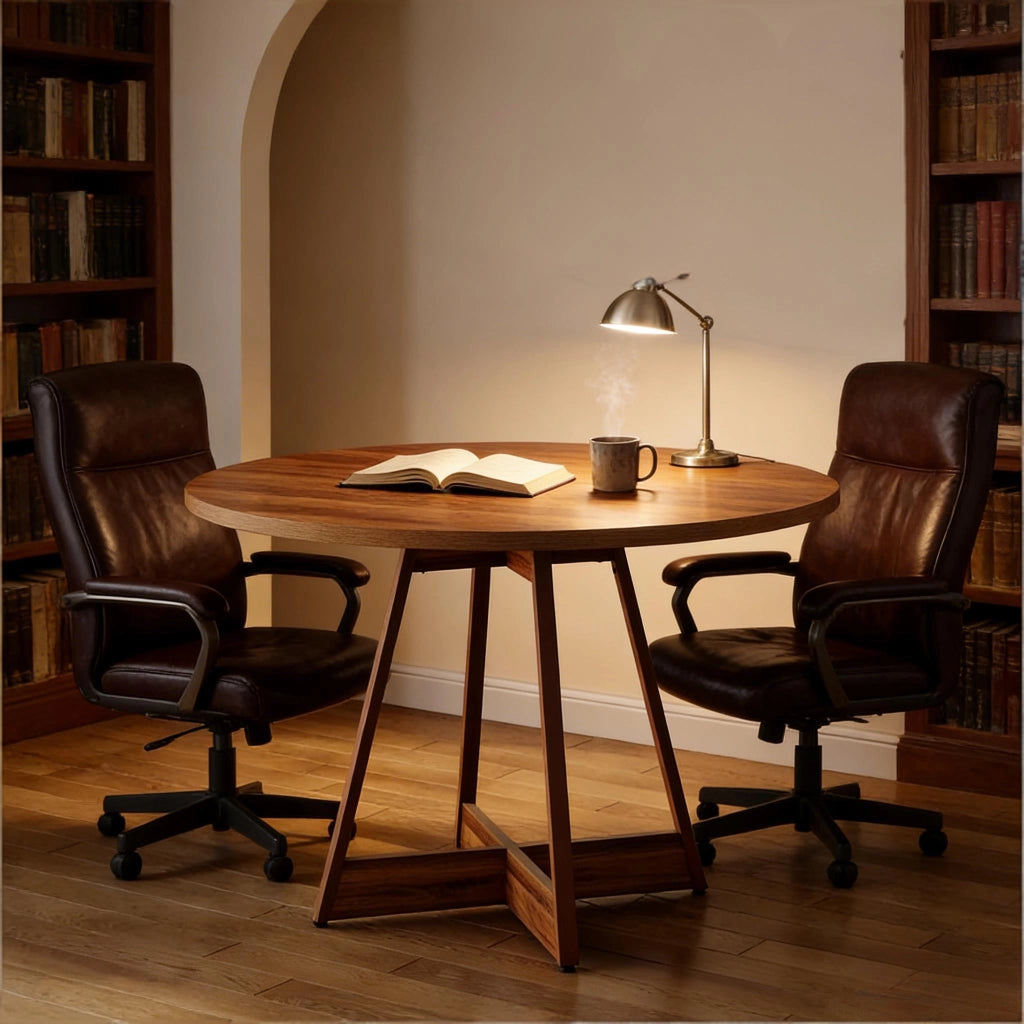 TAVOLO rotondo 100 cm MDF marrone