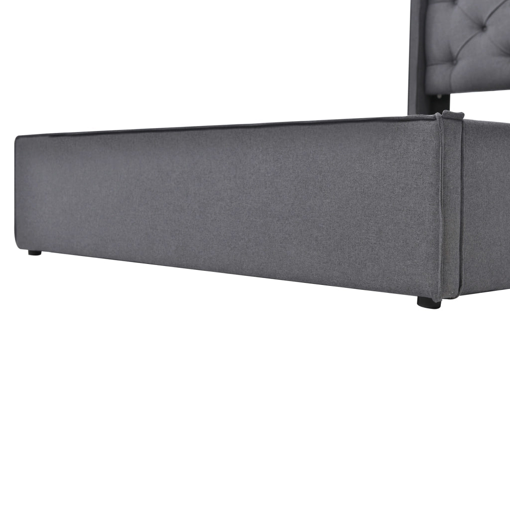 Letto imbottito 160x200 cm grigio con contenitore e rete sollevabile