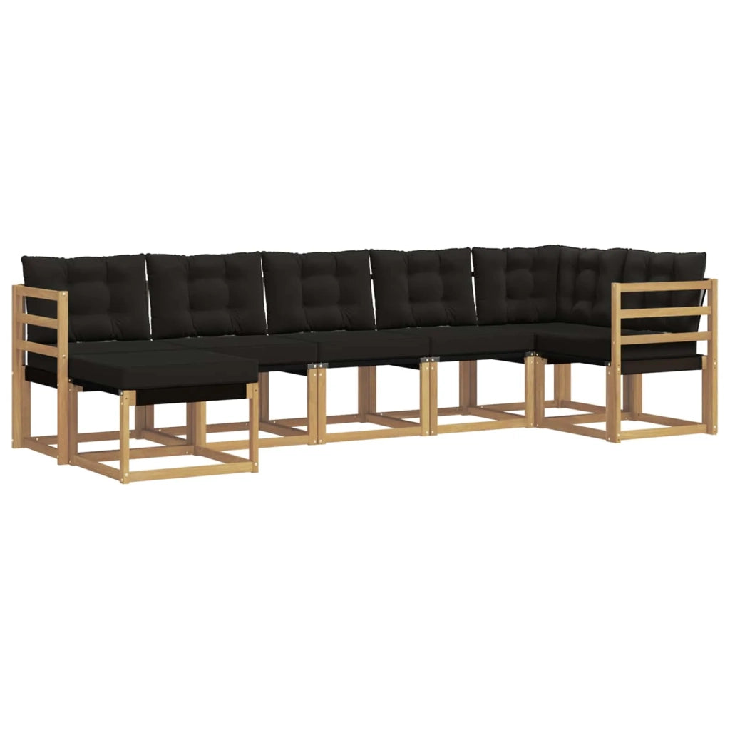 Set di divani da esterno con cuscino 7 pcs Bianco e Nero 3389682
