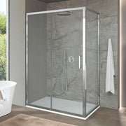 Box doccia angolare 90x150 con porta scorrevole in vetro trasparente Ted