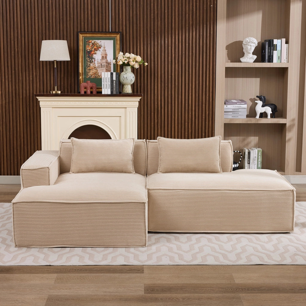 Sofa economico in tessuto - Zephmum- 235 cm - Con cuscini e federa