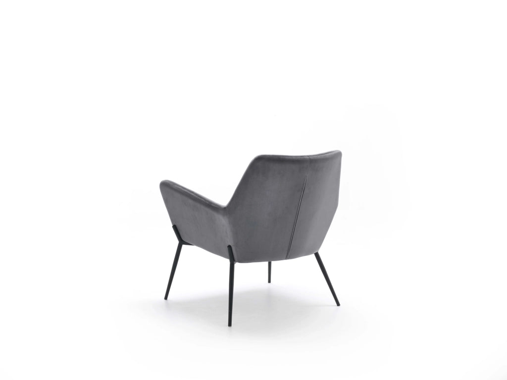 Poltrona Gin in Velluto Antracite con Struttura in Metallo Nero Opaco - Design Moderno e Contemporaneo per Area Living 70x71,5x79 cm
