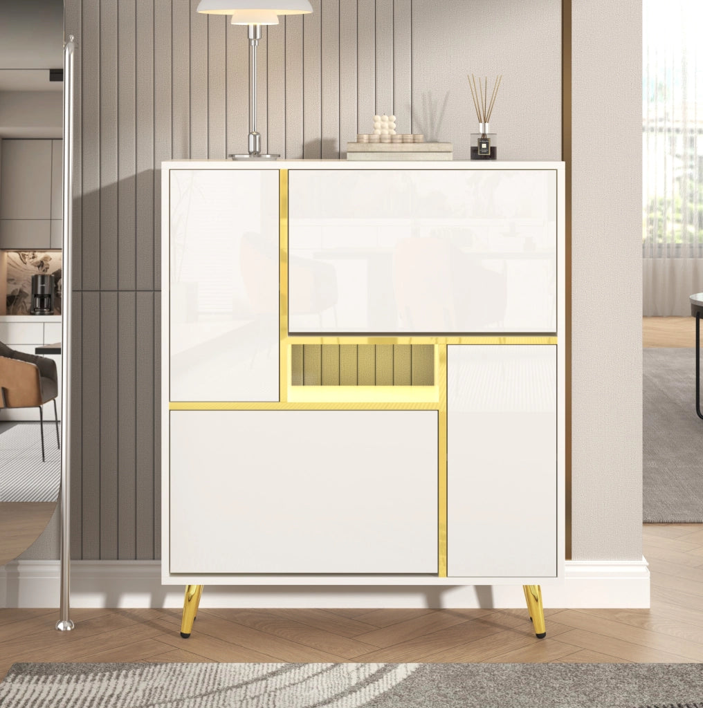 Scarpiera bianca 80x25x96 cm con LED 16 colori e app