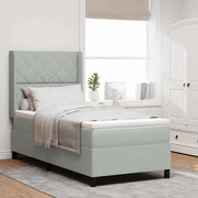 Letto a molle con materasso Grigio chiaro 90 x 190 cm Velluto