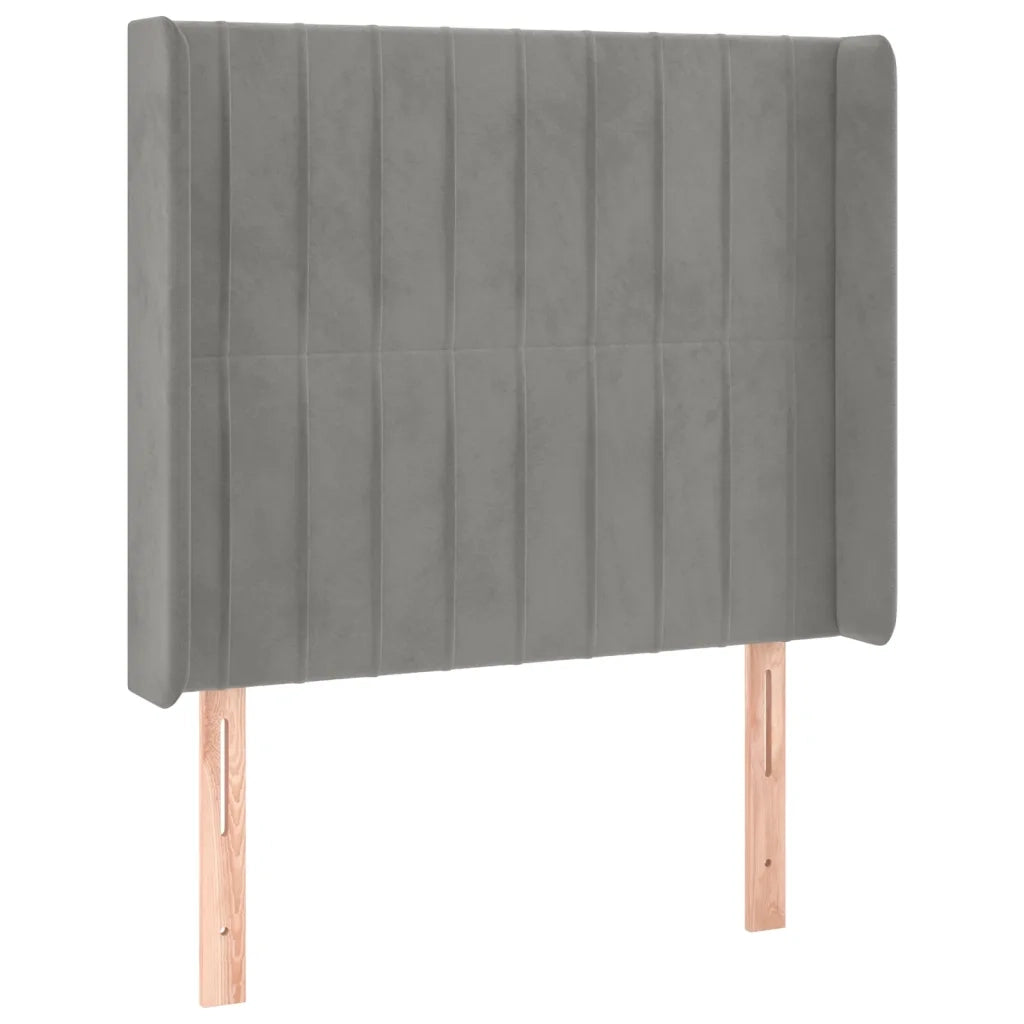 Testiera | Testata ad Orecchio Grigio Chiaro 83x16x118/128 cm in Velluto