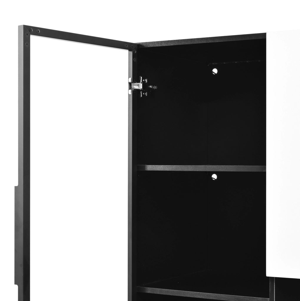 Mobile alto moderno bianco e nero con LED e elementi in vetro