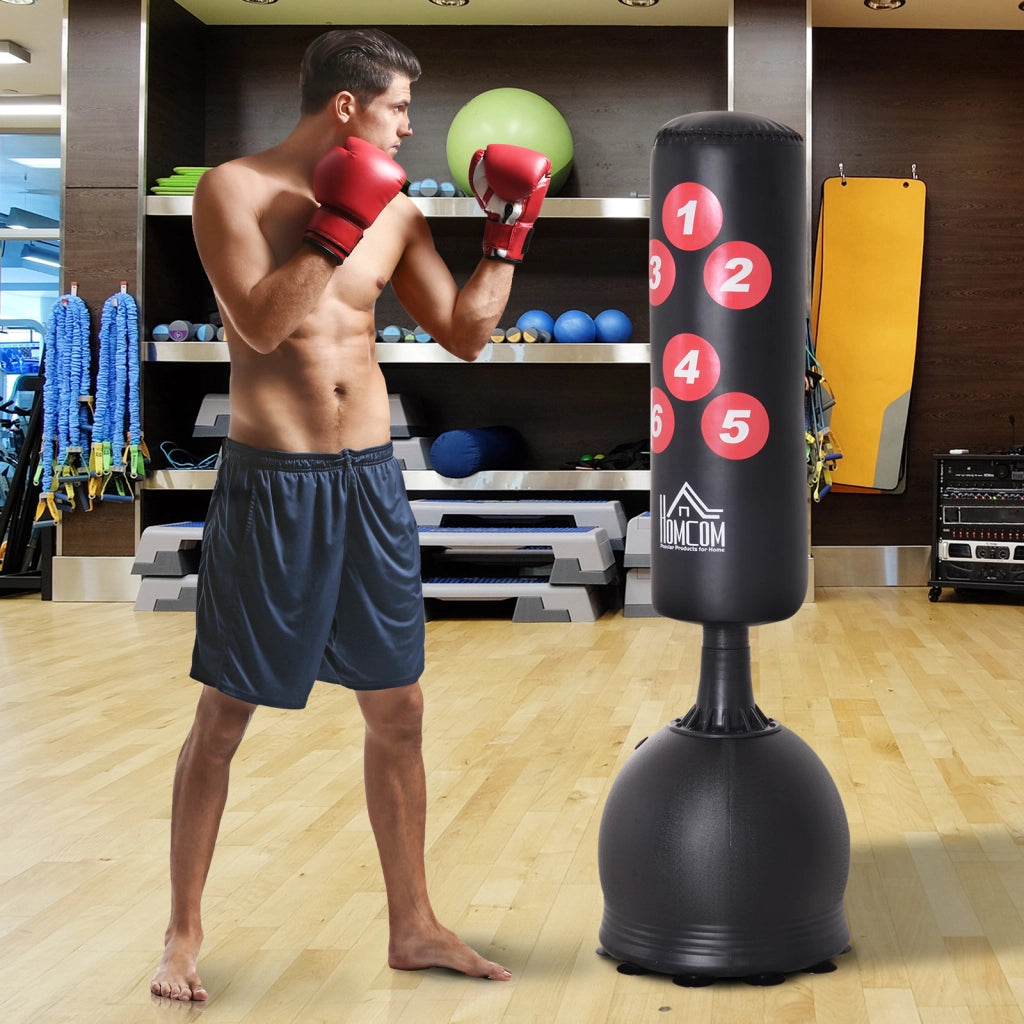 Saco de Boxeo de Pie 165 cm con Base Rellenable de Agua o Arena ¨C zephmum ¨C 50x50x165 cm Nero