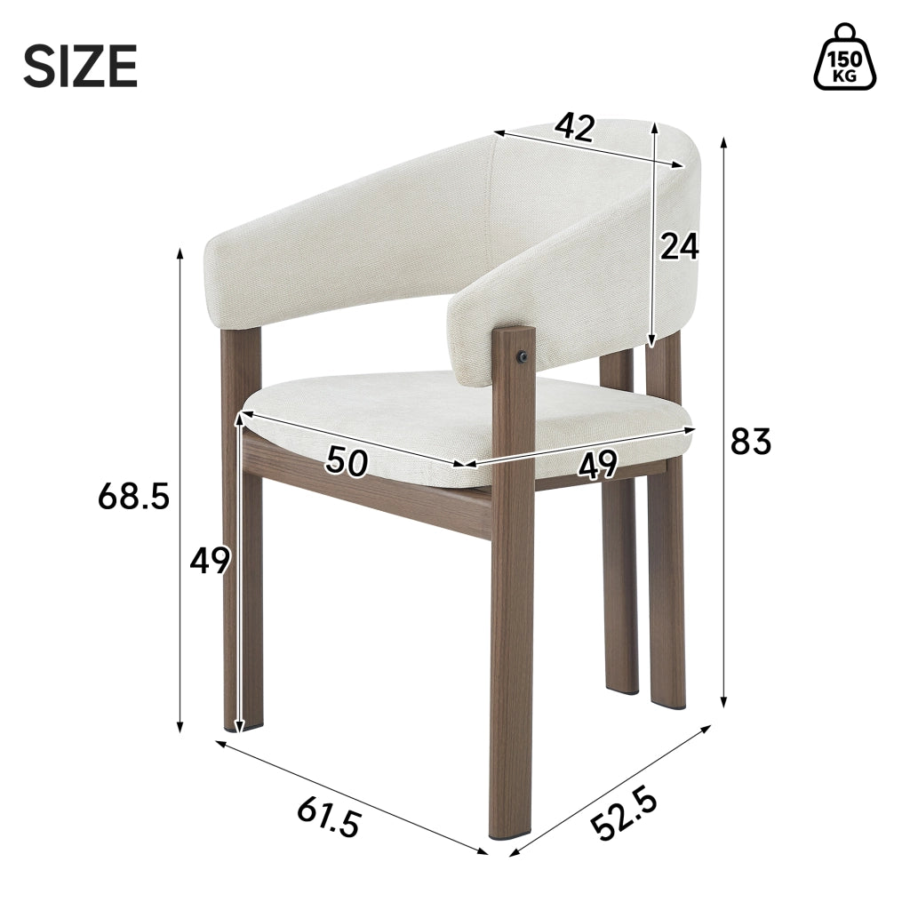 SEDIA con braccioli Set da 4 pezzi Metallo effetto noce e lino beige