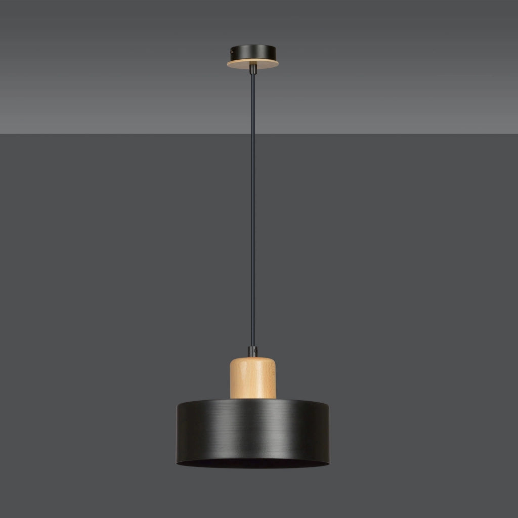 Lampada a sospensione Emibig Torin nera legno Ø25 E27