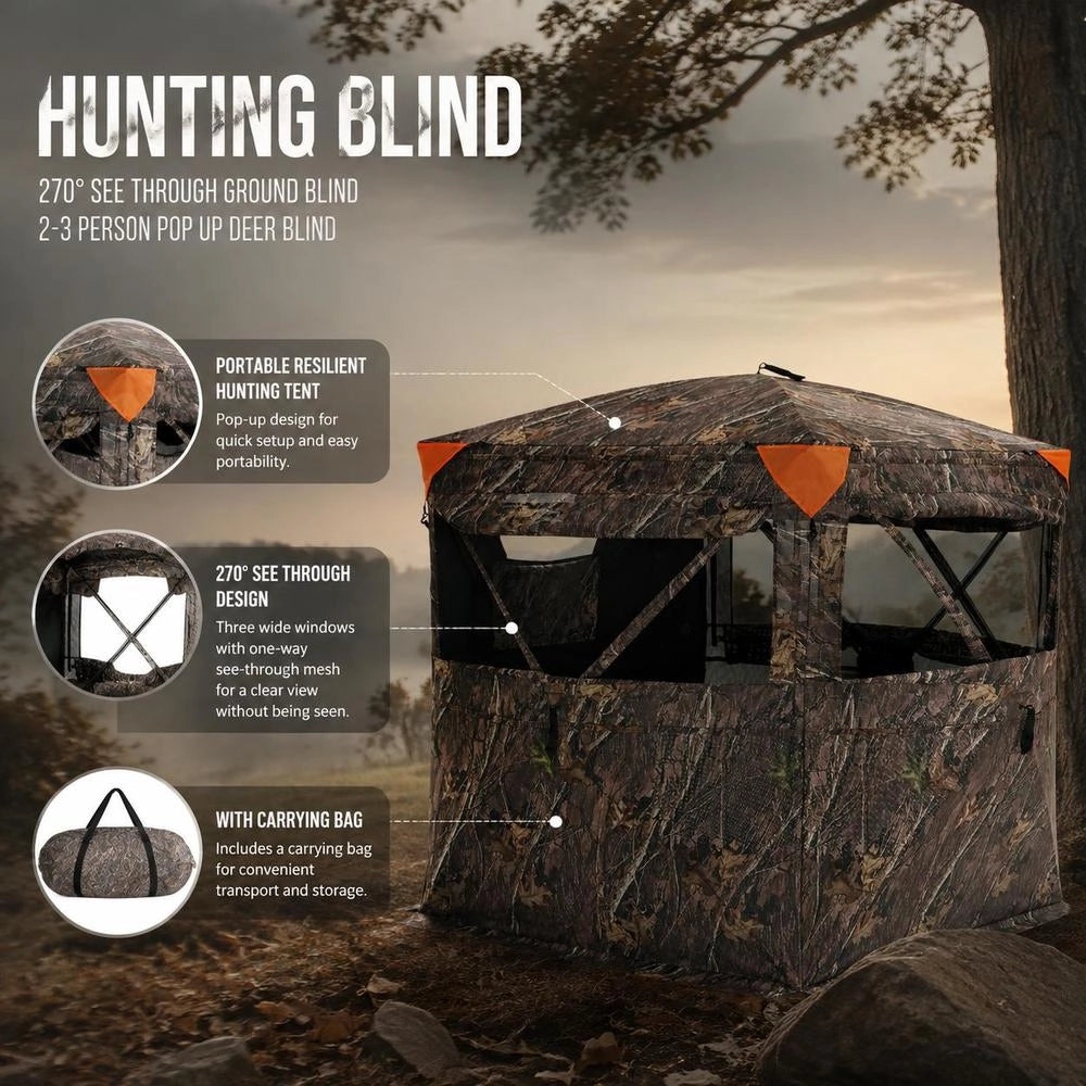 Hunting Blind/hide 288° Transparent Base Panel 148x148x170cm Hunting