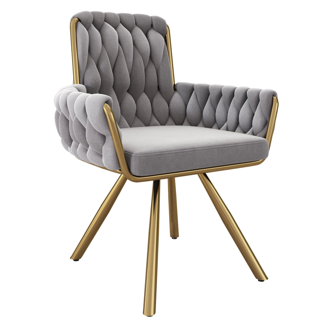 Sedia da Pranzo Girevole in Velluto, Set 2 Pezzi ¨C Xylo ¨C Grigio, Gambe in Metallo