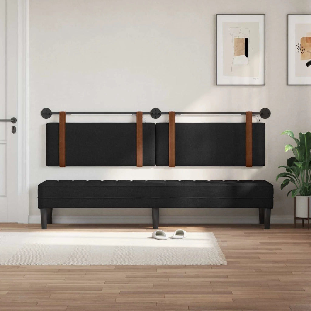 Testiera | Testata sospesa Con luce LED Nero PU Antico