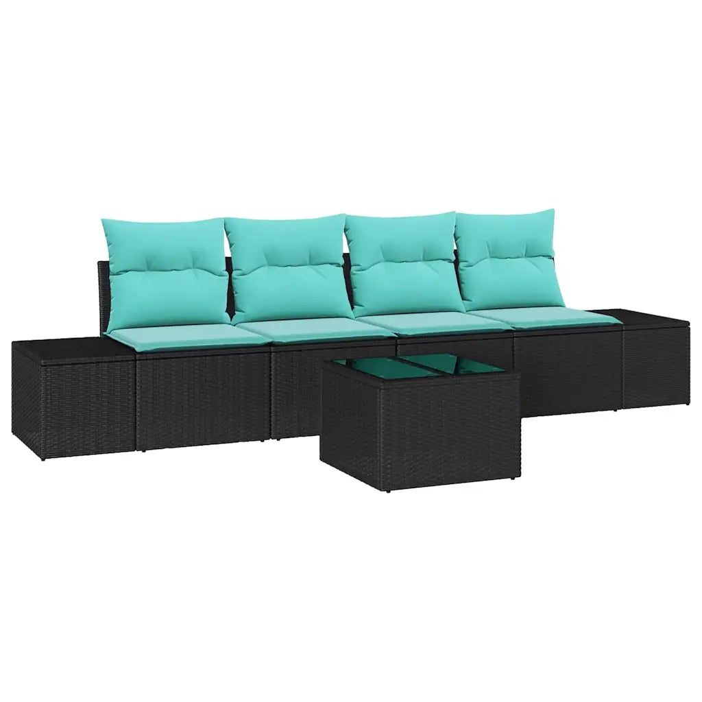 Set di divani 5 pz Nero polyrattan 3346936