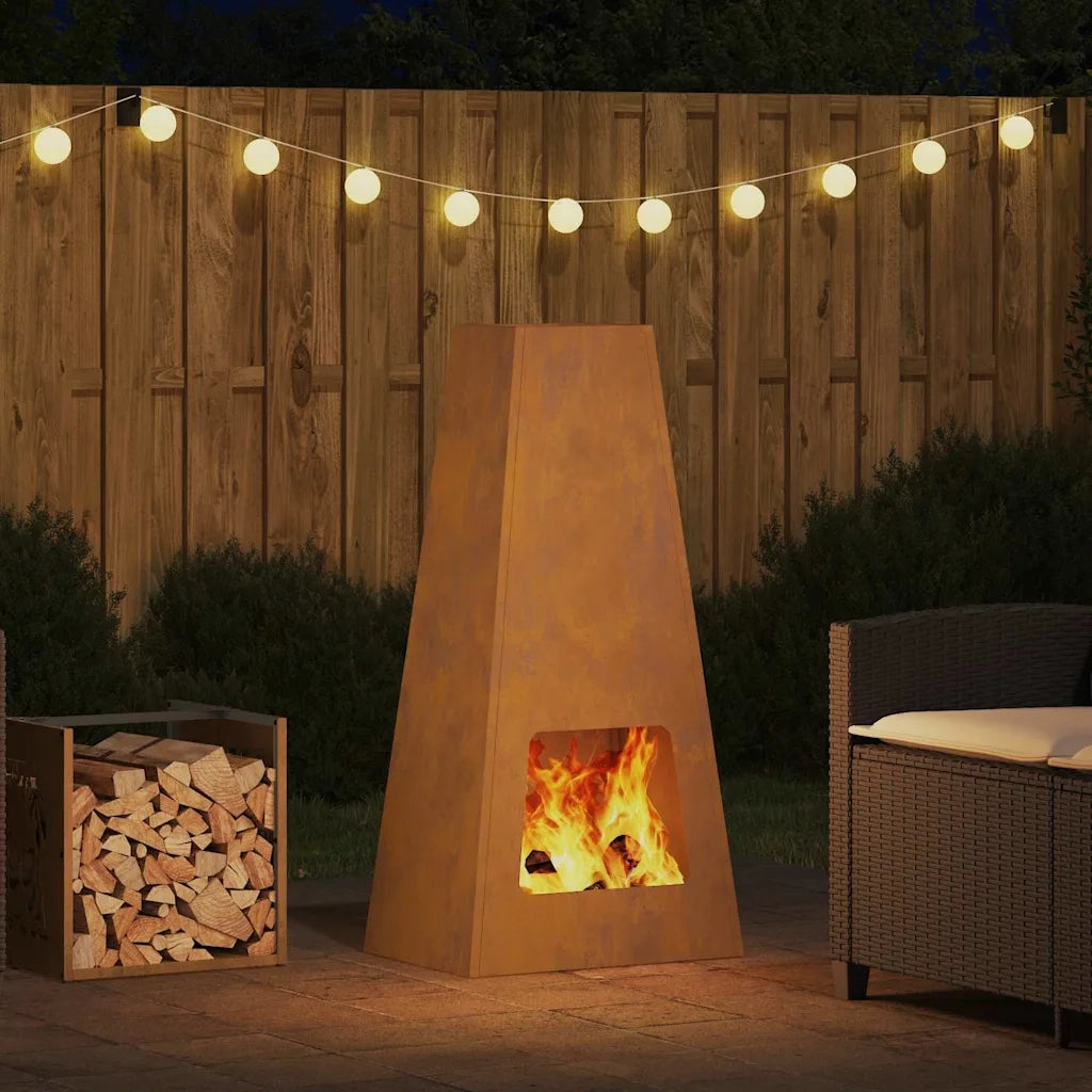 Focolare-Stufa-Camino Marrone 50 x 35 x 100 cm acciaio corten
