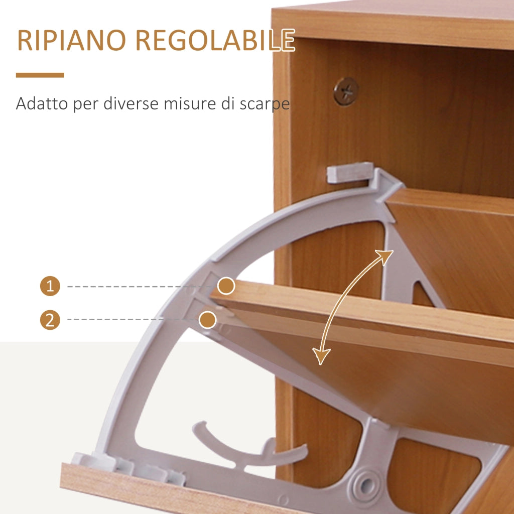 Mobile da Ingresso Moderno con Specchio Appendiabiti 6 Ganci e Scarpiera in Legno Salvaspazio per Corridoio 90x24x166 cm