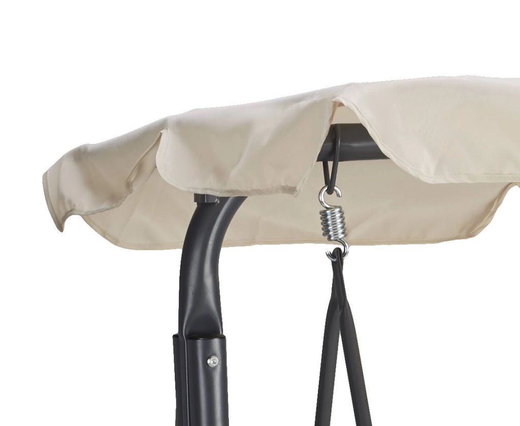 Dondolo tre posti con copertura, acciaio e poliestere 180 gr/m², beige 113x190 h.165cm Fredi