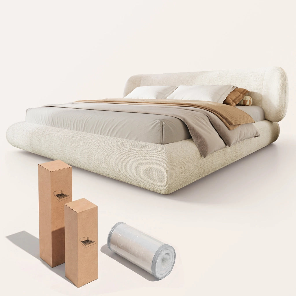 letto imbottito chenille beige 233 x 225 cm