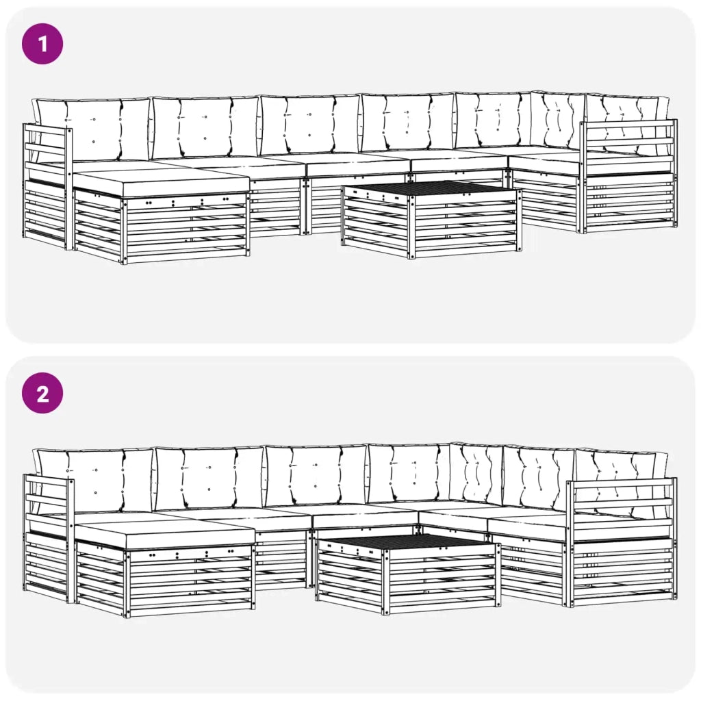 Set di divani da esterno con cuscino 8 pcs Naturale e Antracite 3373842