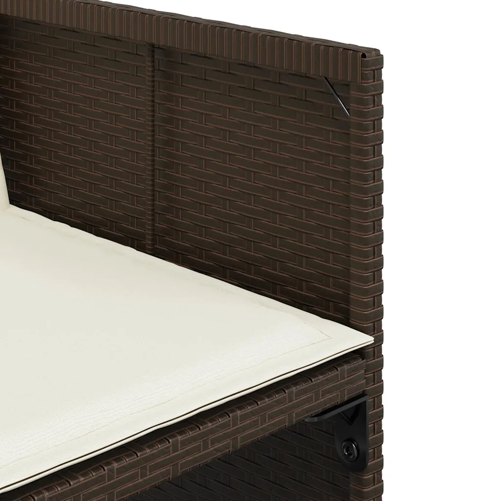 Set da Pranzo da Giardino 9pz con Cuscini Marrone in Polyrattan
