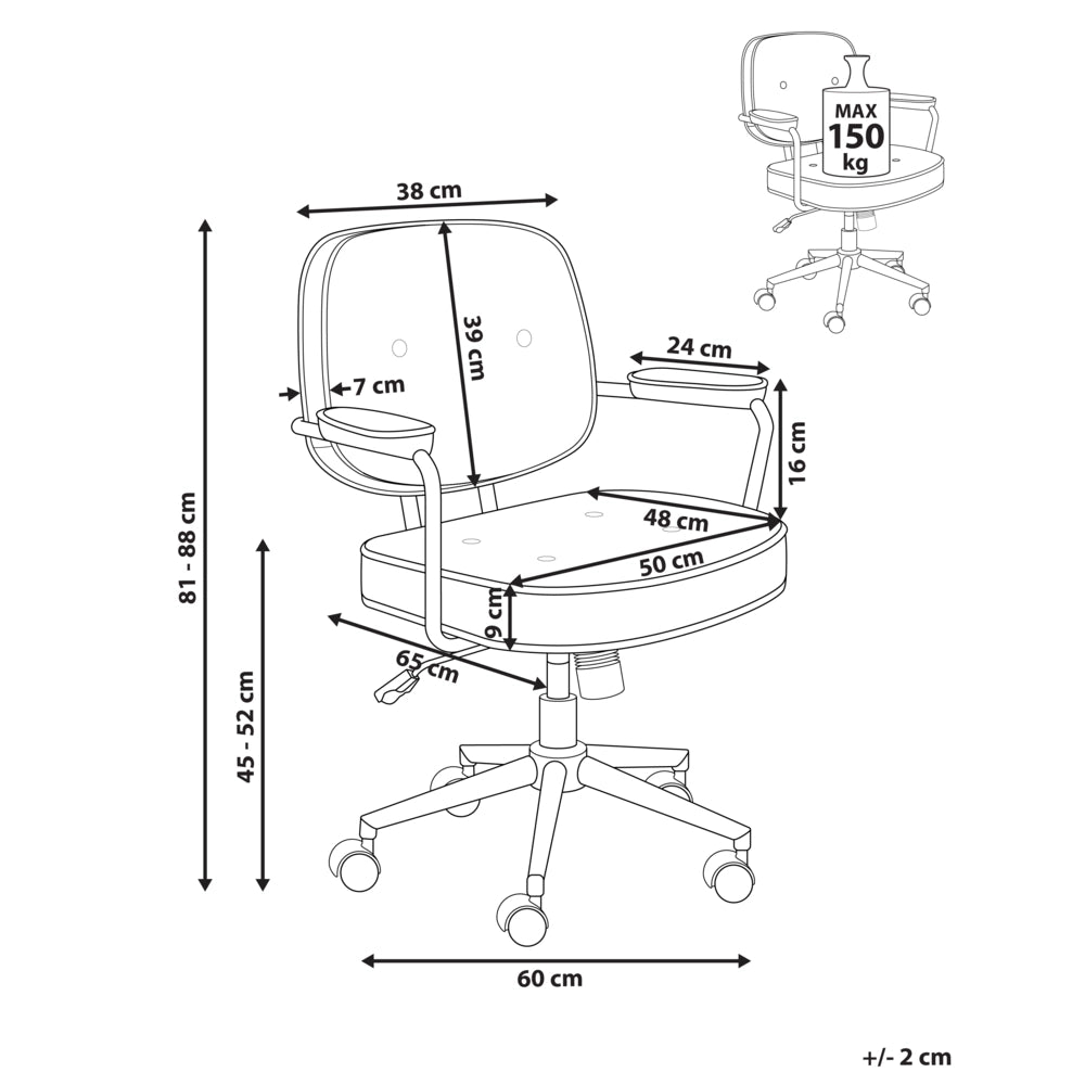 Sedia da ufficio in tessuto Struttura in metallo ecopelle Funzione girevole Altezza regolabile Mobili da ufficio Beige