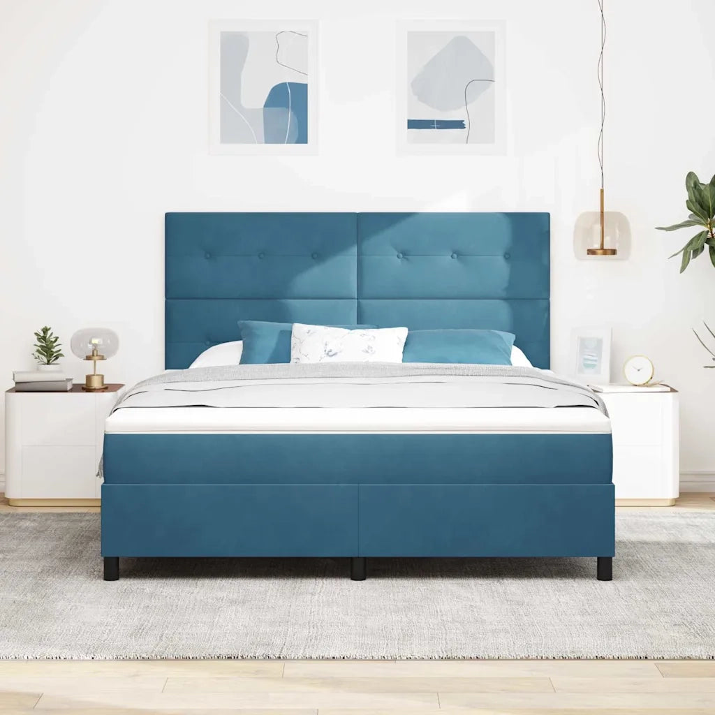 Letto a Sorgente LED Blu Scuro 180 x 200 cm Tessuto