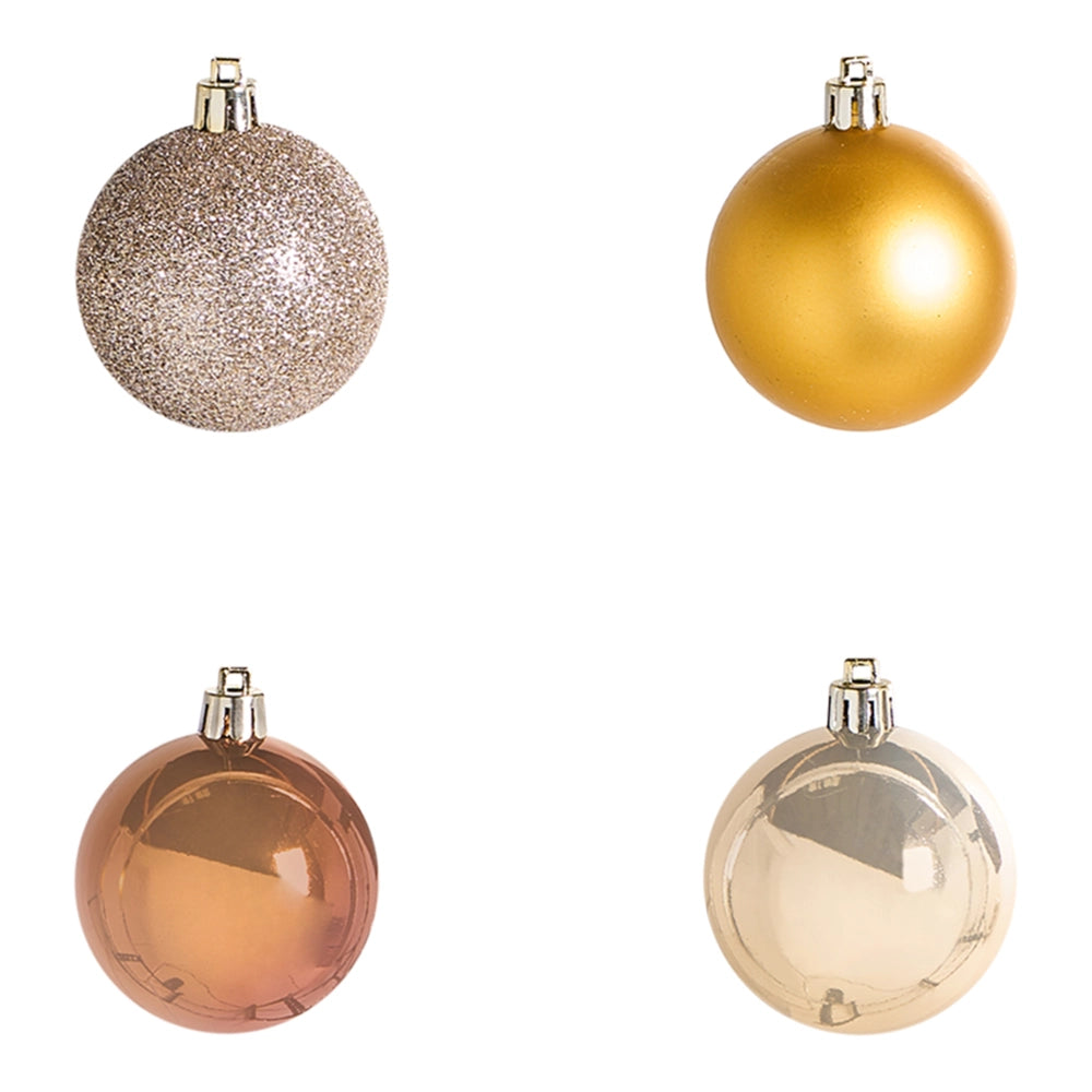 Set di 48 palline di Natale in plastica da appendere all'albero di Natale in stile glamour moderno Kolima dorato