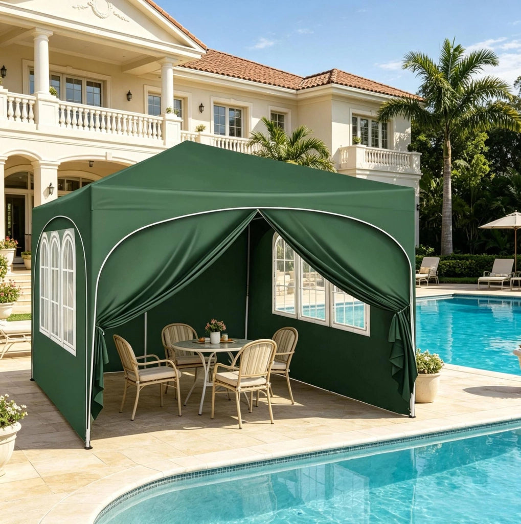 Gazebo da giardino 3x3m in tessuto Oxford 210D con struttura in metallo e custodia verde