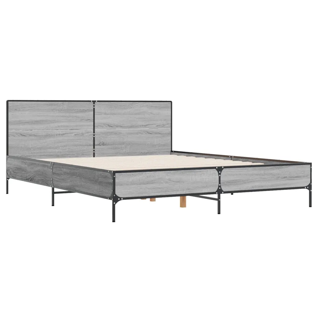 Giroletto-Struttura Letto Grigio Sonoma 140x200 cm in Legno Multistrato Metallo 265196