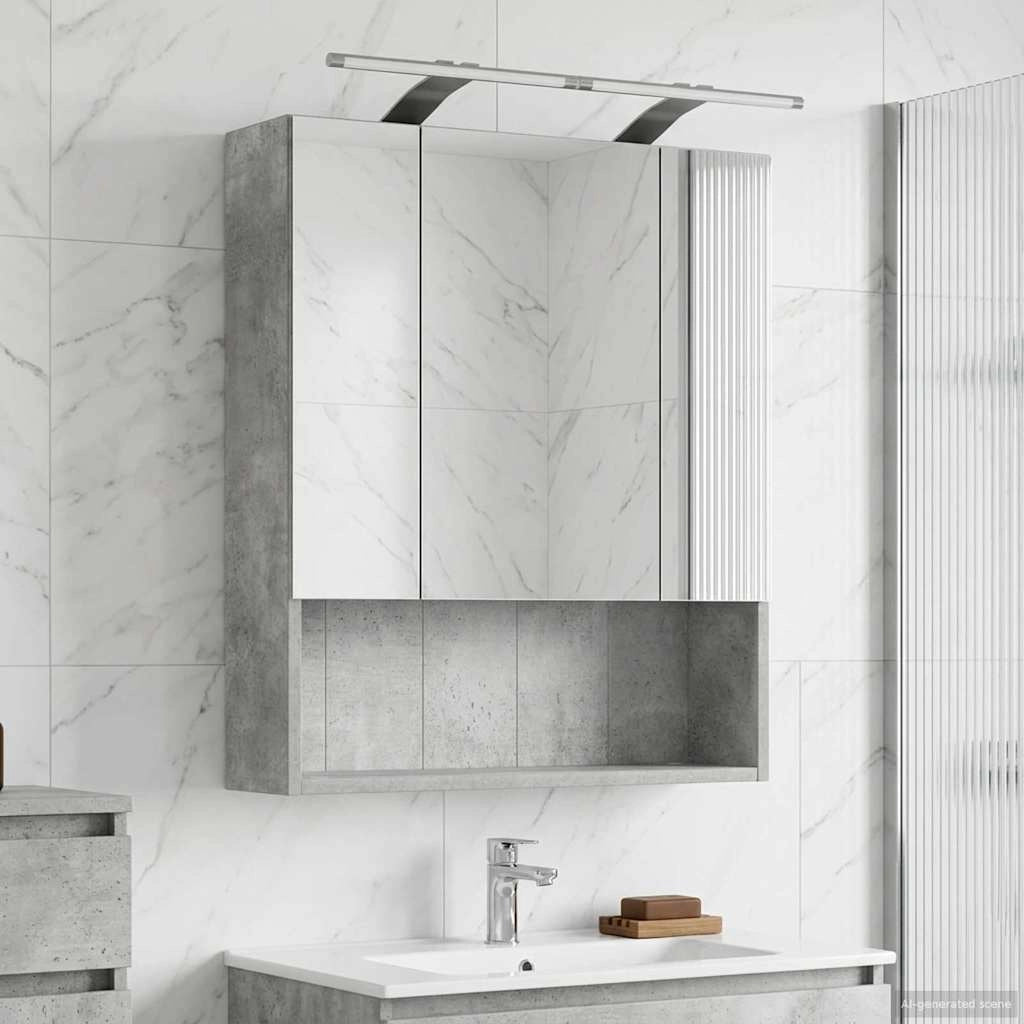 Mobiletto per specchio da bagno Grigio cemento 889194