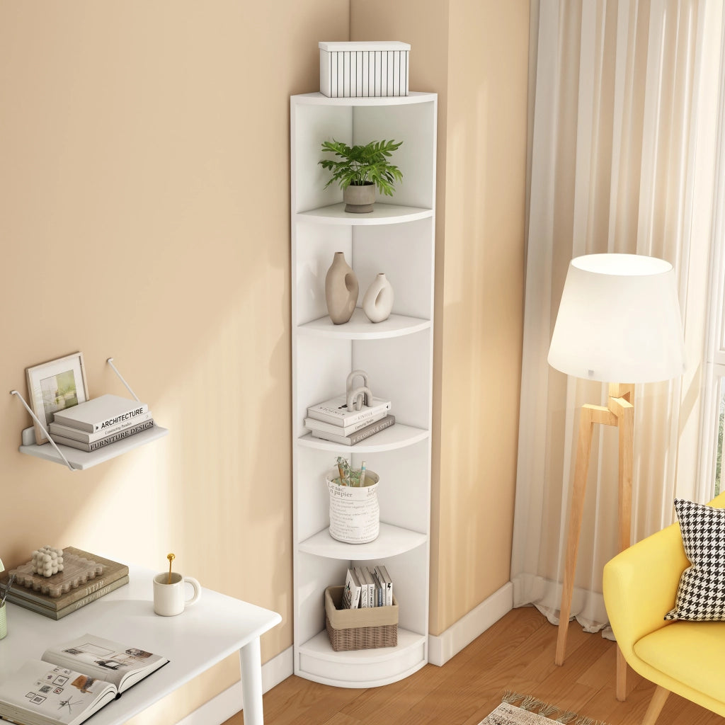 Libreria Angolare a 5 Ripiani ¨C MINIMAL ¨C Bianco, MDF