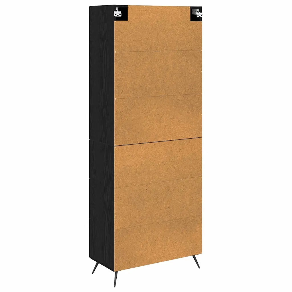 Credenza | Madia | Buffet da pranzo | Armadio da pranzo Rovere Nero 69,5 x 34 x 180 cm Legno multistrato