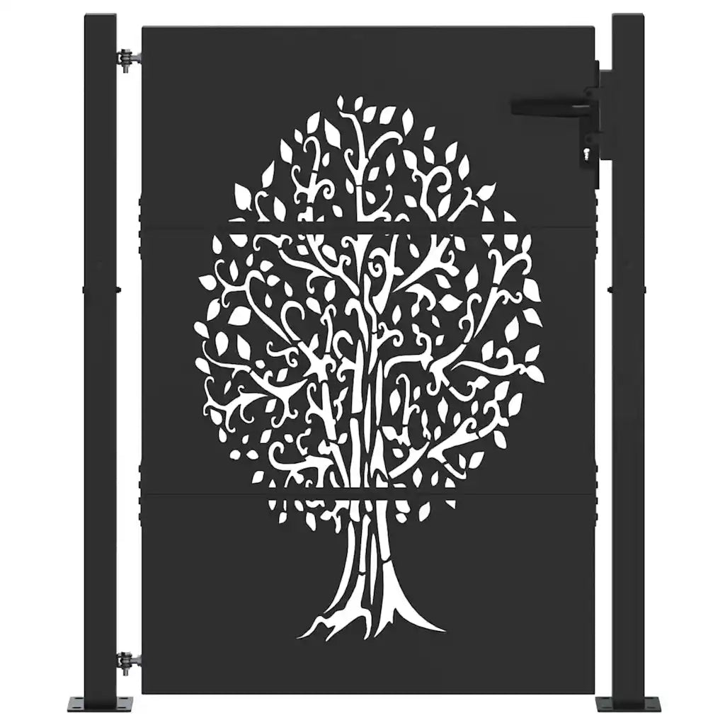 Cancello da giardino con blocco Nero 110 x 155 cm CFW3003709