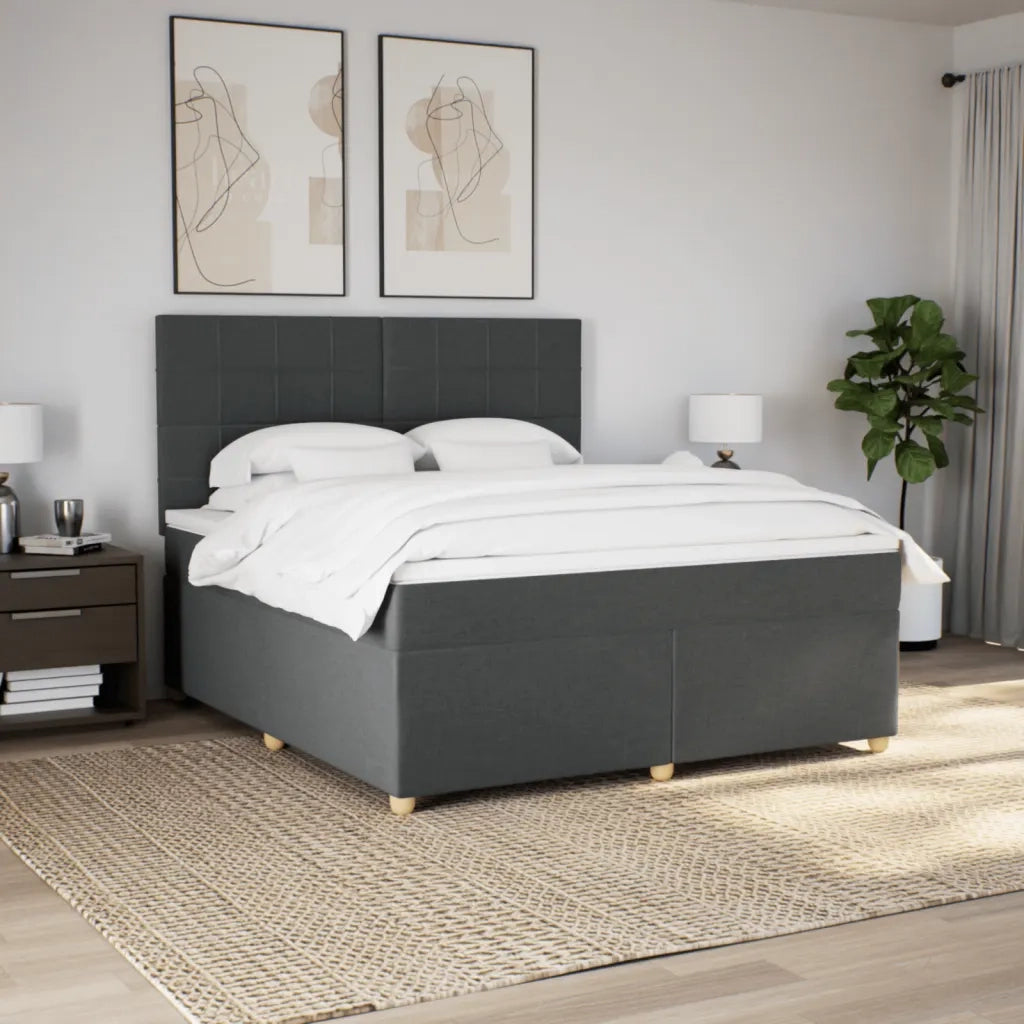 Giroletto a Molle con Materasso Grigio Scuro 180x200 cm Tessuto 3291360