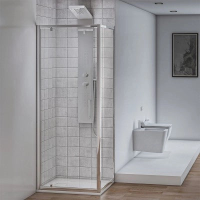 Box doccia angolare 80x80 cm con porta battente in cristallo trasparente Ted