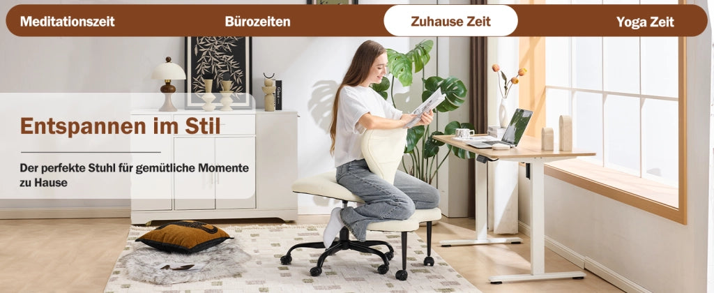 Sedia da ufficio per postura attiva con rotazione 360 e poggiapiedi retrattile in pelle bianca 65.5 × 52.5 × 31.0 cm