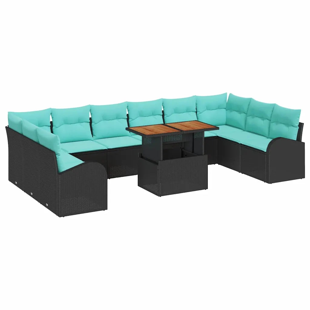 Set Divano da Giardino 11 pcs Nero Poly Rattan 3358377