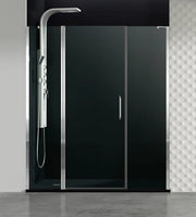 Box doccia frontale OPEN fisso + porta battente + fisso 110 cm (30+50+30) cromo trasparente