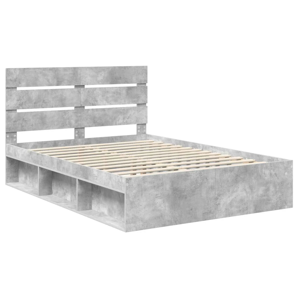 Letto matrimoniale | Letto per adulti | Struttura del letto Calcestruzzo 140 x 200 cm Pino massello