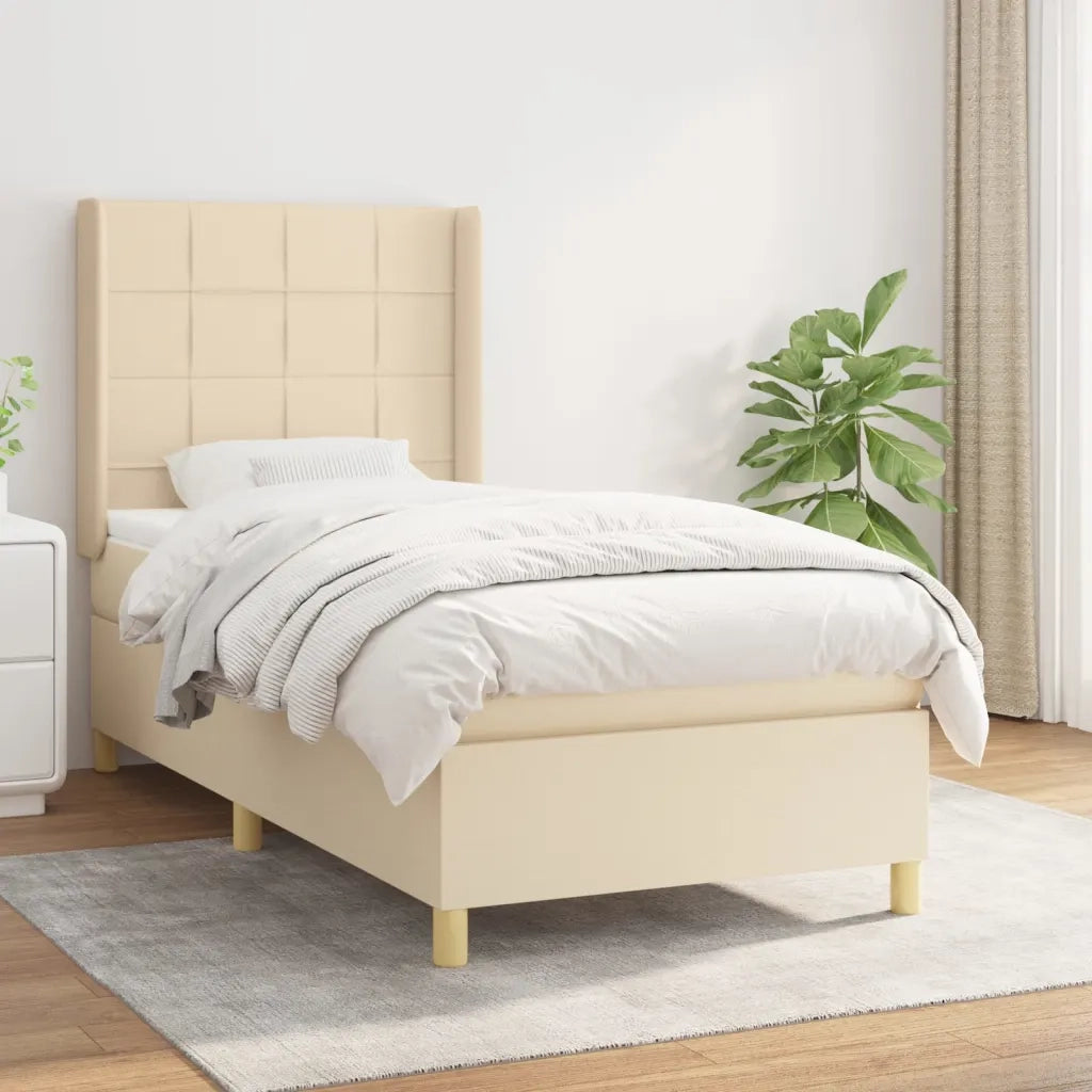 Giroletto a Molle con Materasso Crema 100x200 cm in Tessuto 3131974