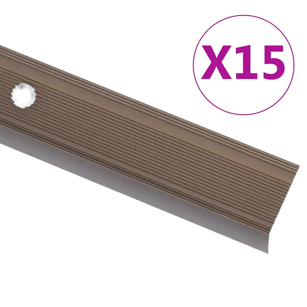 Profili a L per Gradini 15 pz in Alluminio 90 cm Marrone 146744
