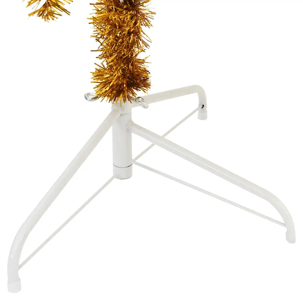 Albero di Natale Artificiale a Metà con Supporto Oro 210 cm PET 344693