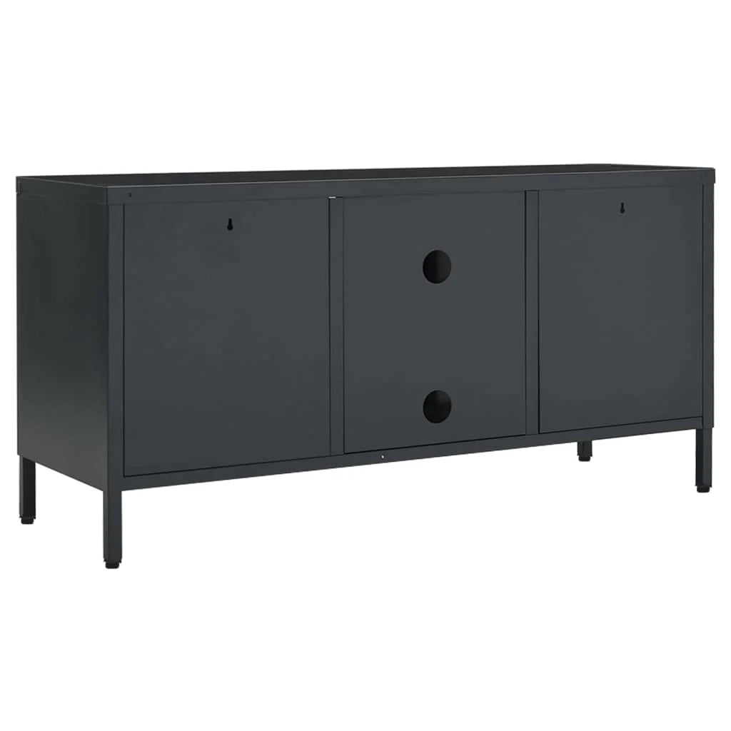 Mobile TV multimediale scaffale TV credenza mobile TV sala da pranzo soggiorno camera da letto antracite 105 x 35 x 52 cm acciaio e vetro antracite 02_0026390